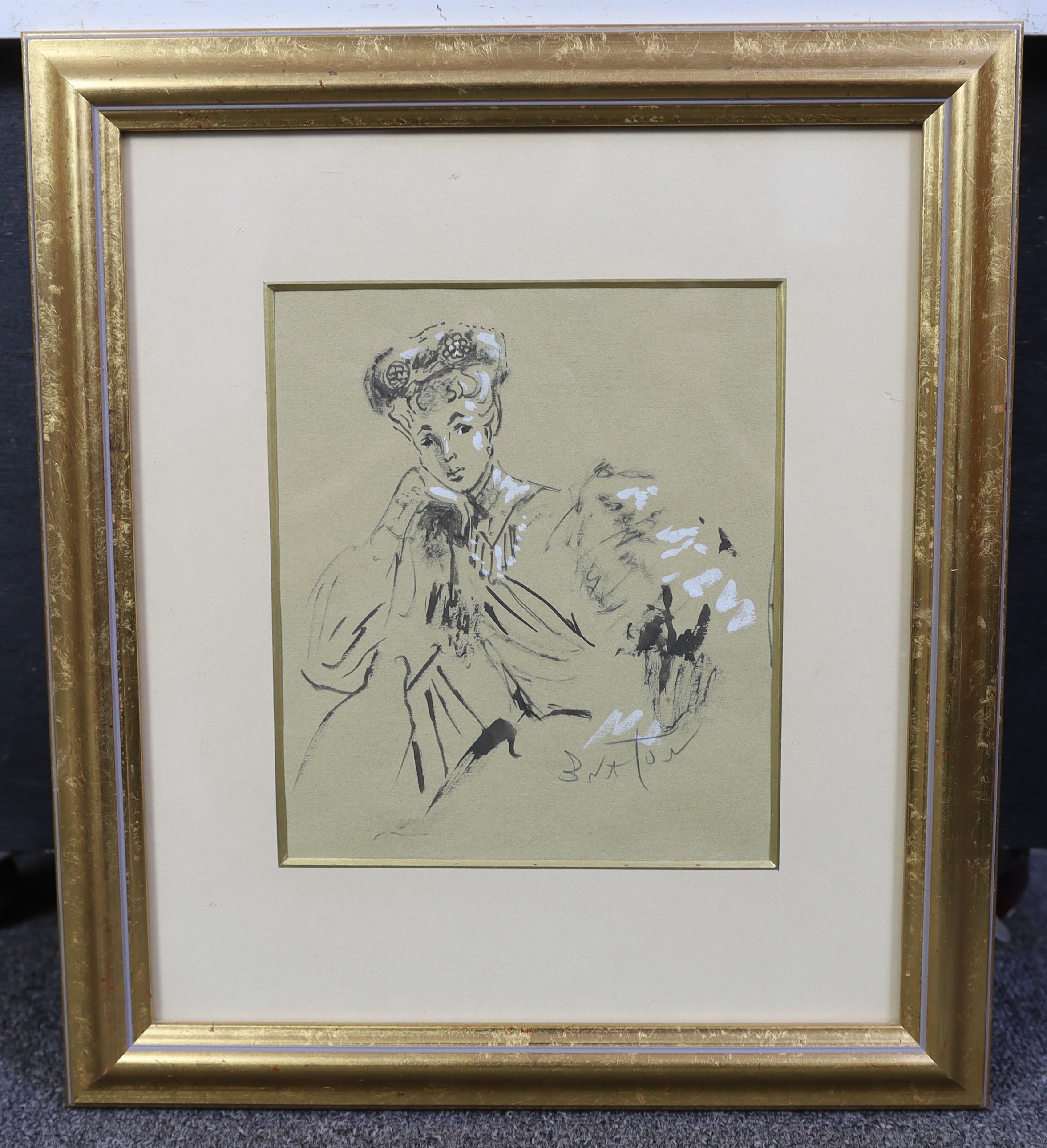 Sir Cecil Beaton (English, 1904-1980), 'Hat sketch', ink and bodycolour on paper, 20 x 17cm